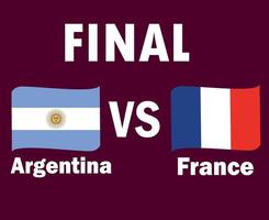 argentina e Francia bandiera nastro con nomi simbolo finale calcio design latino America e Europa vettore latino americano e europeo paesi calcio squadre illustrazione