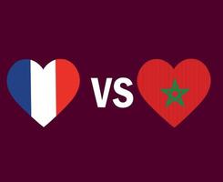 Francia e Marocco bandiera cuore simbolo design Europa e Africa calcio finale vettore europeo e africano paesi calcio squadre illustrazione