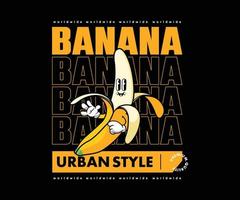 futuristico illustrazione cartone animato personaggio di Banana grafico design per t camicia strada indossare e urbano stile vettore