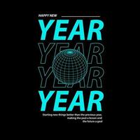 contento nuovo anno tipografia abbigliamento di strada vettore design