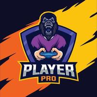 professionista giocatore gorilla esport gioco logo vettore