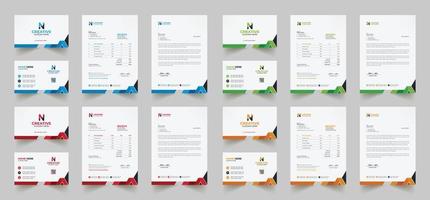 aziendale il branding identità design include attività commerciale carta, fatture, carta intestata disegni, e moderno Stazionario confezioni con astratto modelli vettore