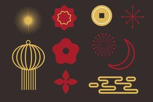 Cinese orientale ornamento lunare Festival icona vettore