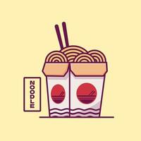 giapponese ramen spaghetto tazza scatola cartone animato vettore