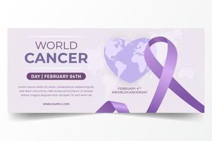 mondo cancro giorno febbraio 4 ° orizzontale bandiera con viola nastro illustrazione vettore