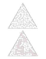 il triangolare labirinto ha un Ingresso e un Uscita. labirinto con il Rispondere, il sentiero di passaggio vettore