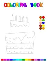 colorazione libro con un' torta.colorazione pagina per bambini.educativo Giochi per prescolastico bambini. foglio di lavoro vettore