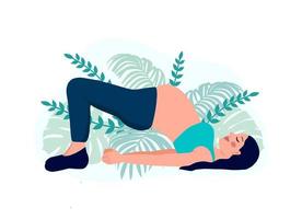 yoga incinta donne concetto. relax, meditazione per il in attesa madre. vettore illustrazione