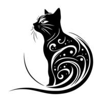 stilizzato, ornamentale gatto ritratto. design per ricamo, tatuaggio, maglietta, mascotte, logo. vettore