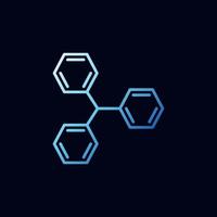 chimico molecola con 3 esagoni vettore chimica blu linea icona