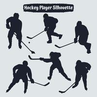 collezione di sagome di giocatori di hockey in diverse pose vettore