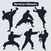 collezione di sagome di arti marziali in diverse pose vettore
