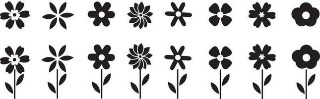 fiori icona impostare. fiori isolato su bianca sfondo. fiori nel moderno semplice. carino il giro fiore pianta natura collezione. vettore