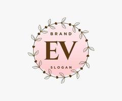 iniziale ev femminile logo. utilizzabile per natura, salone, terme, cosmetico e bellezza loghi. piatto vettore logo design modello elemento.