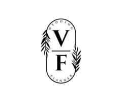 vf iniziali lettera nozze monogramma loghi collezione, mano disegnato moderno minimalista e floreale modelli per invito carte, Salva il Data, elegante identità per ristorante, boutique, bar nel vettore