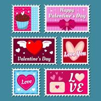 San Valentino giorno francobollo adesivi vettore
