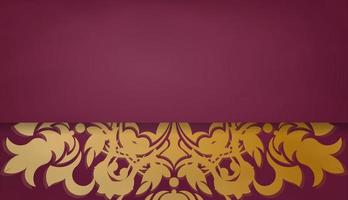 baner di Borgogna colore con lussuoso oro ornamento per design sotto logo o testo vettore