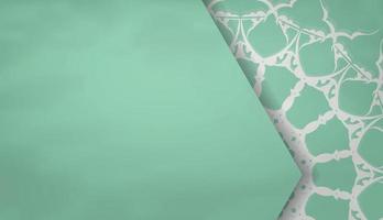 baner di menta colore con mandala bianca ornamento per design sotto logo vettore