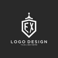 ex monogramma logo iniziale con scudo guardia forma design vettore