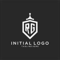 rg monogramma logo iniziale con scudo guardia forma design vettore