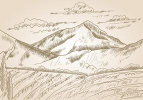 Schizzo Gravure Of A Mountains vettore