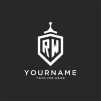 rw monogramma logo iniziale con scudo guardia forma design vettore