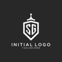 sg monogramma logo iniziale con scudo guardia forma design vettore