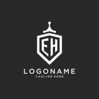 eh monogramma logo iniziale con scudo guardia forma design vettore