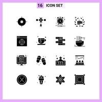 16 creativo icone moderno segni e simboli di ufficio applicazione orologio cazzotto punch modificabile vettore design elementi