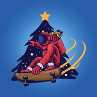 astro Santa andare con lo skateboard illustrazione vettore