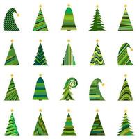 impostato di venti diverso Natale alberi. isolato vettore illustrazione per allegro Natale e contento nuovo anno.