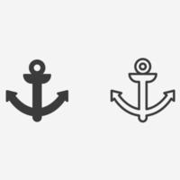 barca, ancora, nave icona vettore isolato simbolo cartello