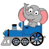 carino animale cartone animato cavalcata treno vettore