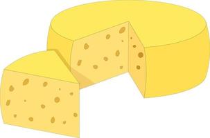 grande maturo cerchio di formaggio con triangolo pezzo vettore illustrazione