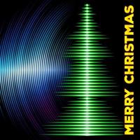 carta con musica waveform come Natale albero e vinile scanalature vettore