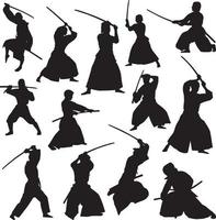 silhouette di samurai vettore