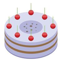 ufficio festa torta icona, isometrico stile vettore