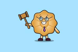 carino cartone animato portafortuna personaggio saggio giudice biscotti vettore