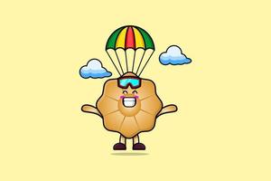 portafortuna cartone animato biscotti è paracadutismo con paracadute vettore