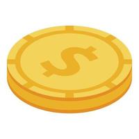 dollaro oro moneta icona, isometrico stile vettore