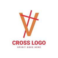 lettera v iniziale attraversare vettore logo design