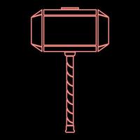 neon di thor martello mjolnir rosso colore vettore illustrazione Immagine piatto stile