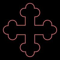 neon attraversare trifoglio trifoglio attraversare monogramma religioso attraversare rosso colore vettore illustrazione Immagine piatto stile