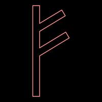 neon fehu runa f simbolo feudo proprio ricchezza rosso colore vettore illustrazione Immagine piatto stile