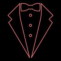 neon simbolo servizio cena giacca arco smoking concetto Tux cartello maggiordomo signore idea Cameriere completo da uomo rosso colore vettore illustrazione Immagine piatto stile