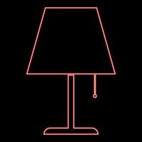 neon tavolo lampada notte lampada classico lampada rosso colore vettore illustrazione Immagine piatto stile