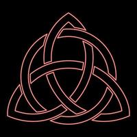 neon triquetra nel cerchio trikvetr nodo forma Trinità nodo rosso colore vettore illustrazione Immagine piatto stile