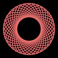 neon spirografo astratto elemento cerchio forma concentrico modello frattale grafico rosso colore vettore illustrazione Immagine piatto stile