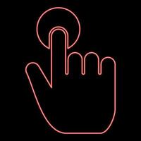 neon clic mano toccare di mano dito clic su schermo superficie rosso colore vettore illustrazione Immagine piatto stile