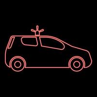 neon sicurezza auto polizia auto auto con sirena rosso colore vettore illustrazione Immagine piatto stile